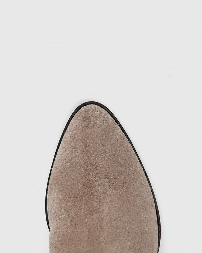 Wittner Kyrone Stone Suede Leather Block Heel Point Toe Boot