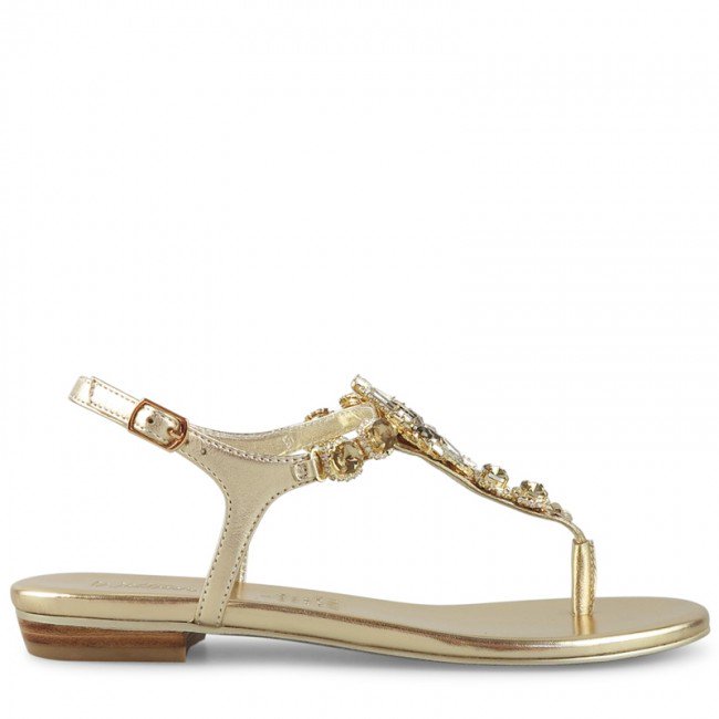 Wittner Sparkling Gold Leather Embellished Flat Sandal