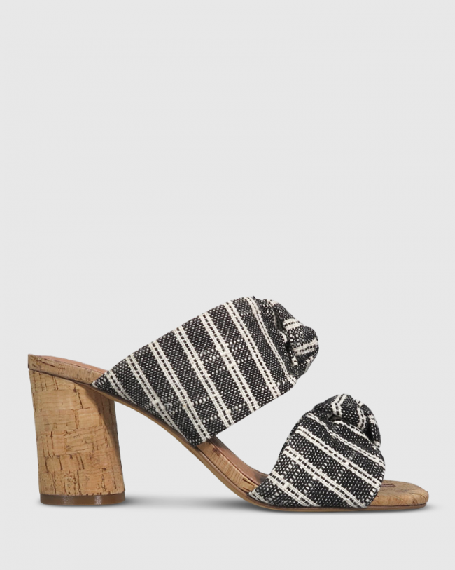 Wittner Caralyn Black Woven Knot Block Heel Sandal