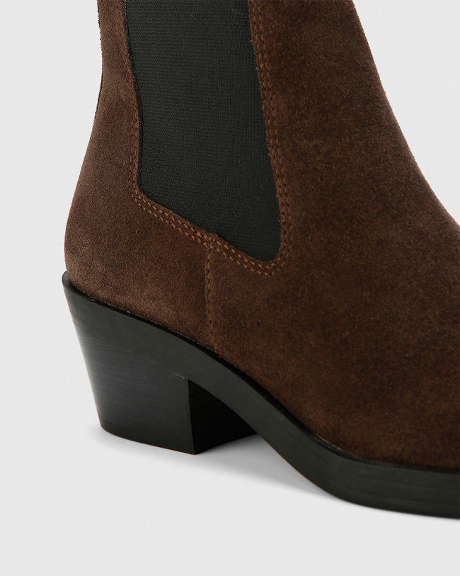 Wittner Isaac Brown Suede Leather Pull On Ankle Boot