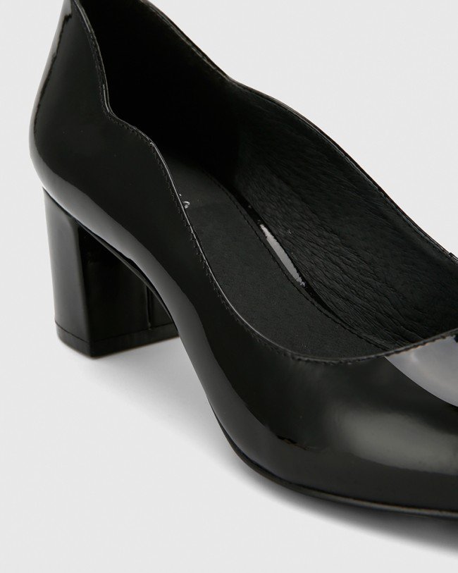 Wittner Lynn Black Patent Almond Toe Block Heel