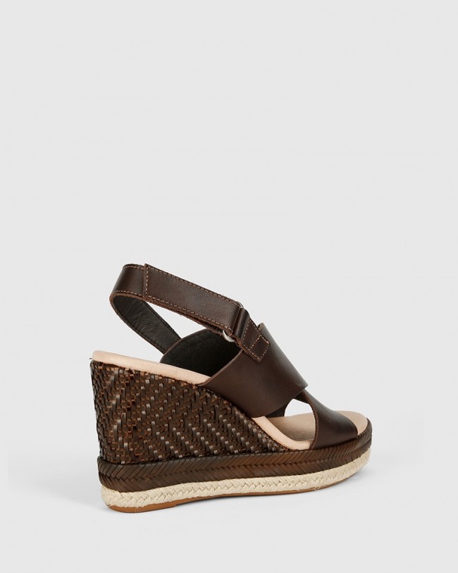 Wittner Violas Chocolate Brown Leather Slingback Wedge
