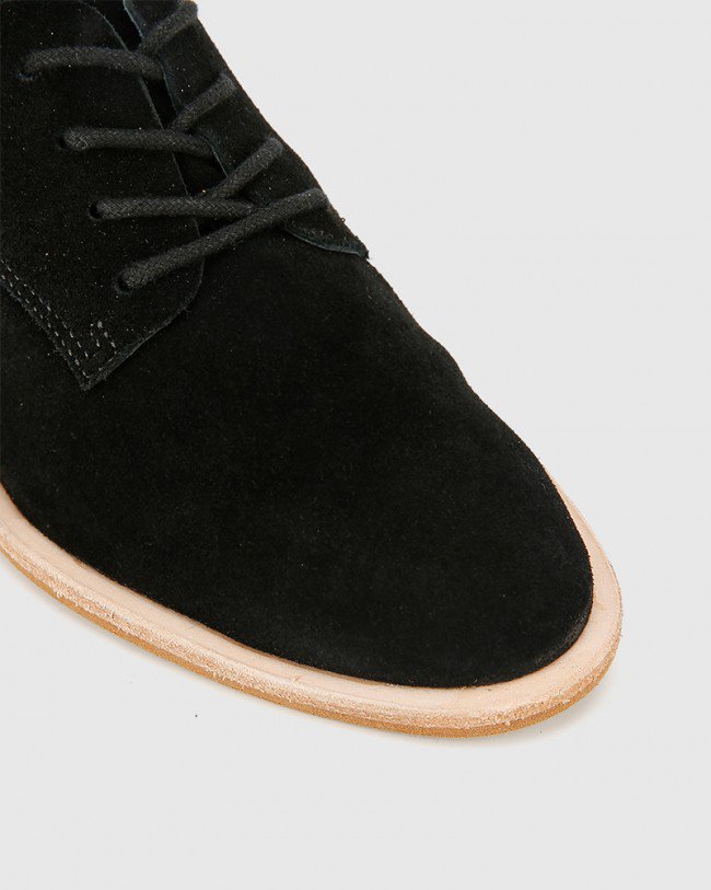 Wittner Fernanda Black Suede Block Heel Almond Toe