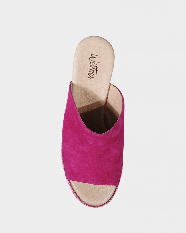 Wittner Vaughn Hot Pink Suede Open Toe Wedge