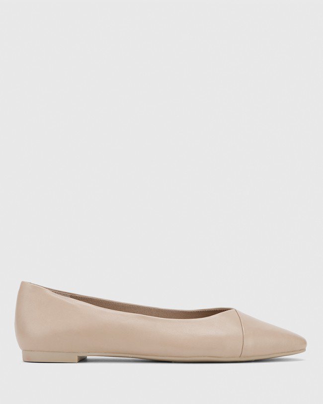 Wittner Emely Light Oyster Leather Almond Toe Slip On Flat