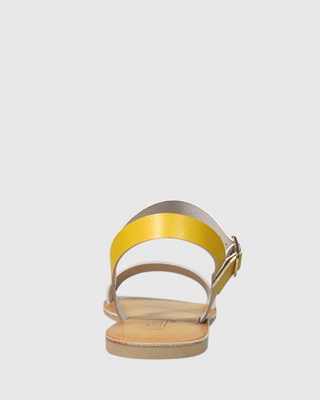 Wittner Frasier Canary Yellow Leather Open Toe Flat Sandal