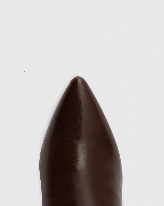 Wittner Hallow Chocolate Leather Pointed Toe Long Boot