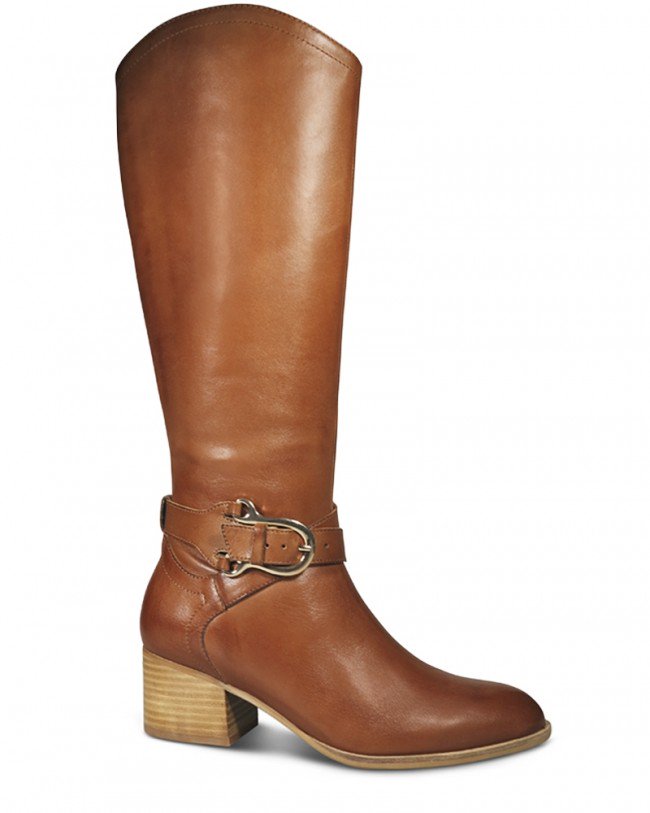 Wittner Frann Cognac Leather Equestrian Block Heel Knee High Boot