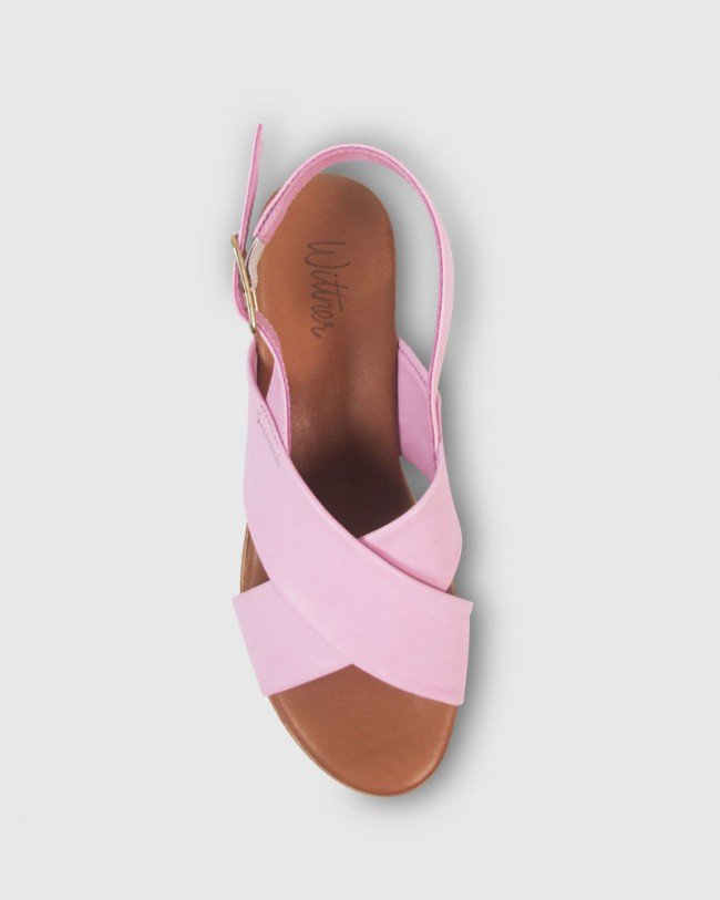 Wittner Kila Pink Leather Slingback Wedge