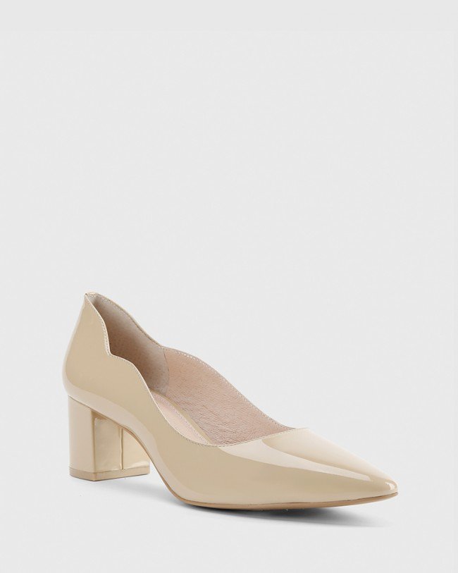 Wittner Lynn Honey Patent Almond Toe Block Heel