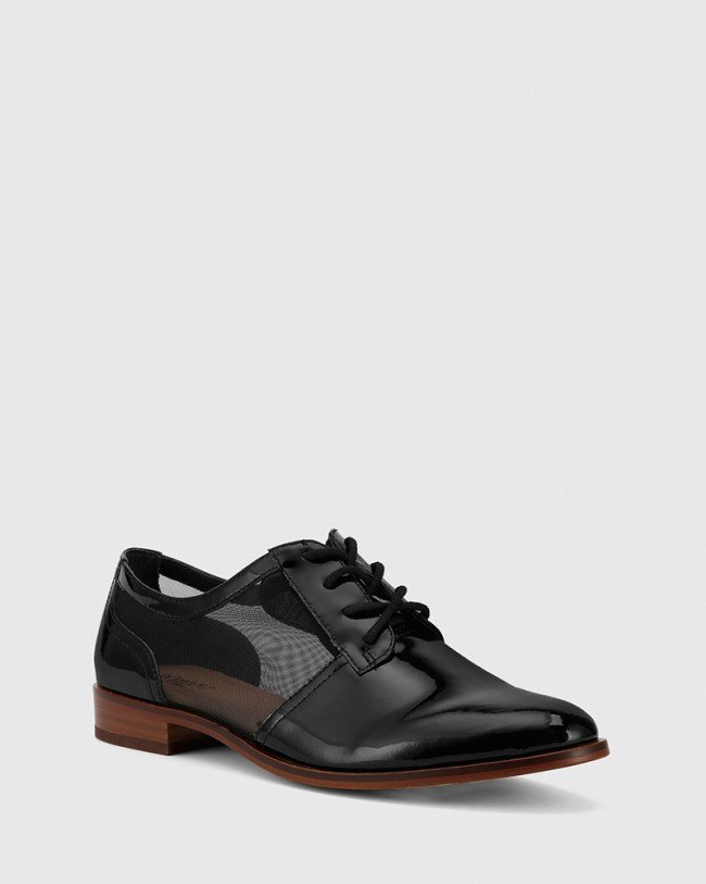 Wittner Hektor Black Leather Mesh Cut Out Brogue