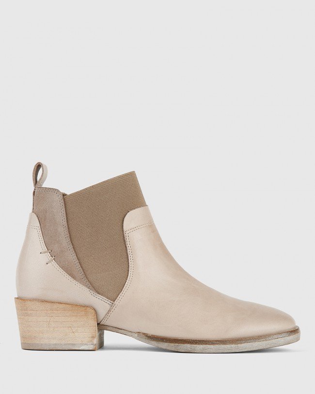 Wittner Memphis Grey Leather and Suede Gusset Ankle Boot