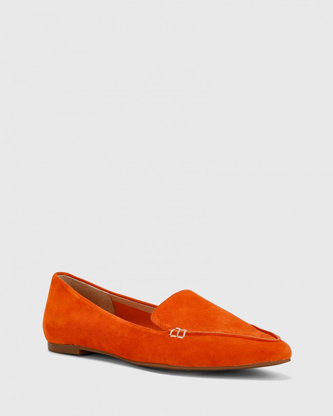 Wittner Packer Burnt Orange Nubuck Leather Pointed Toe Flat