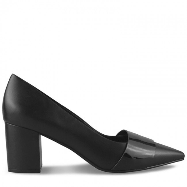 Wittner Danko Black Leather Pointed Toe Block Heel
