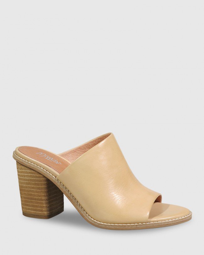 Wittner Fonta Nude Leather Open Toe Block Heel