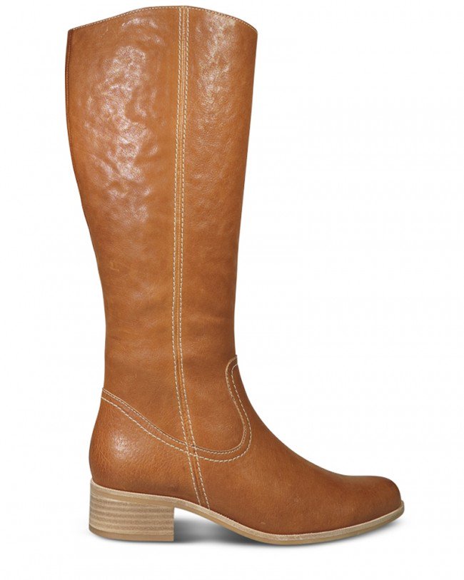 Wittner Graham Cognac Leather Block Heel Knee High Boot