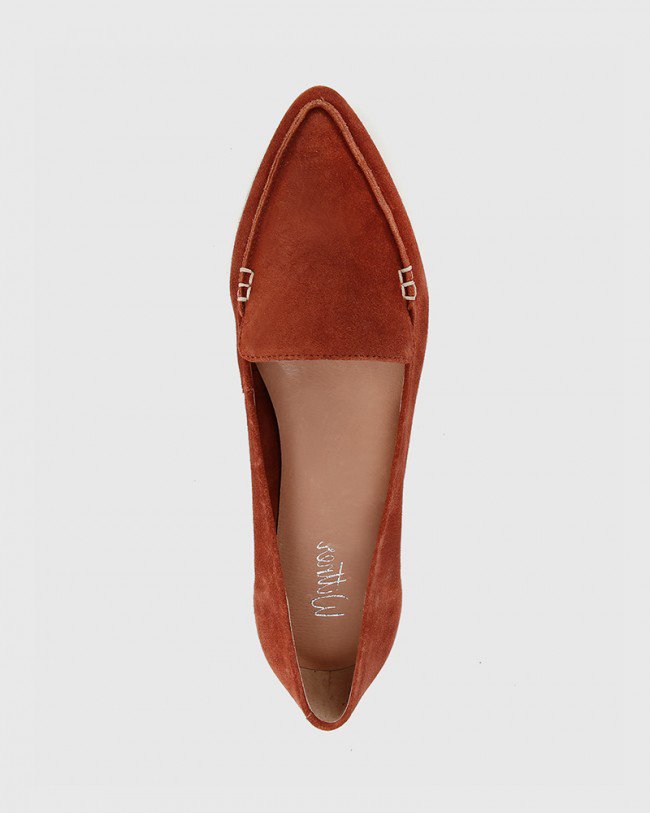 Wittner Packer Rust Suede Leather Flat Point Toe