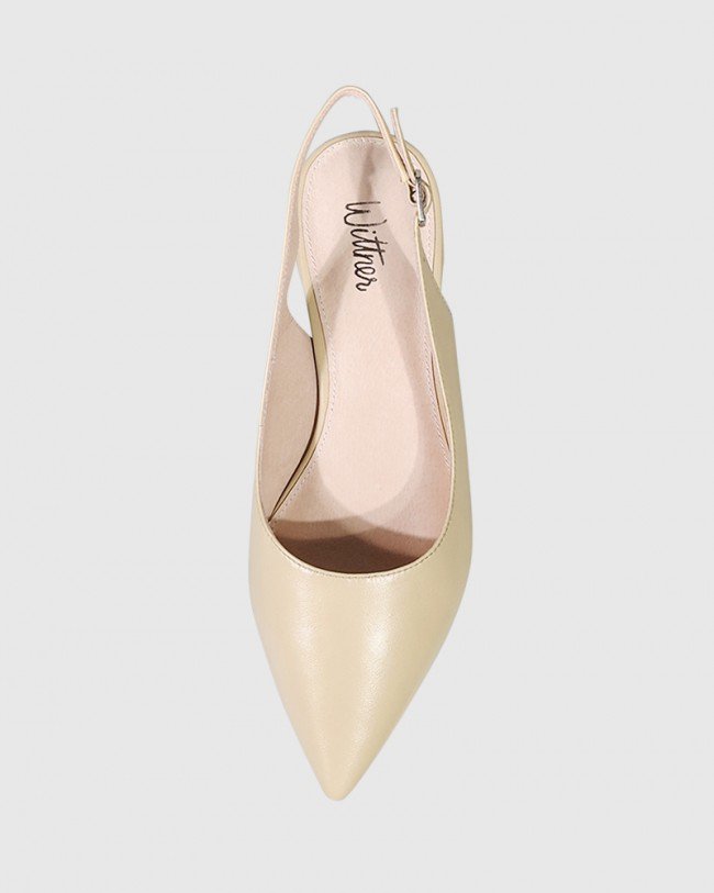 Wittner Misty Honey Leather Pointed Toe Slingback Flat
