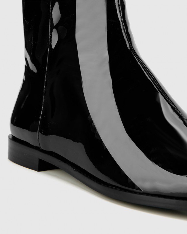 Wittner Brenson Black Patent Leather Low Ankle Boot