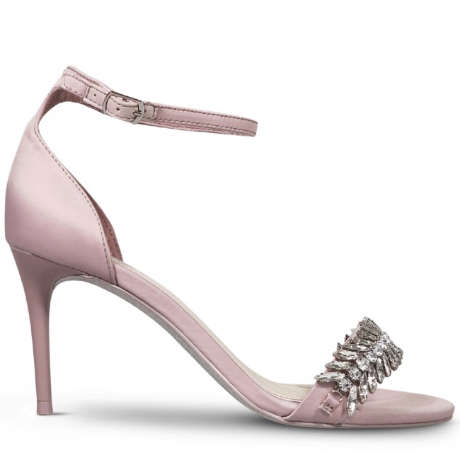 Wittner Indriana Mauve Satin Embellished Open Toe Stiletto Heel