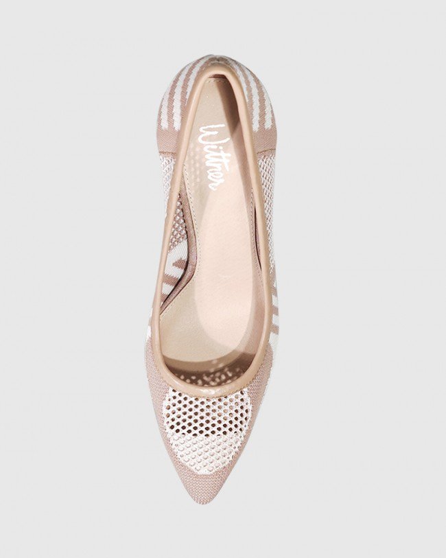 Wittner Harman Nude & White Knit Pointed Toe Stiletto Heel