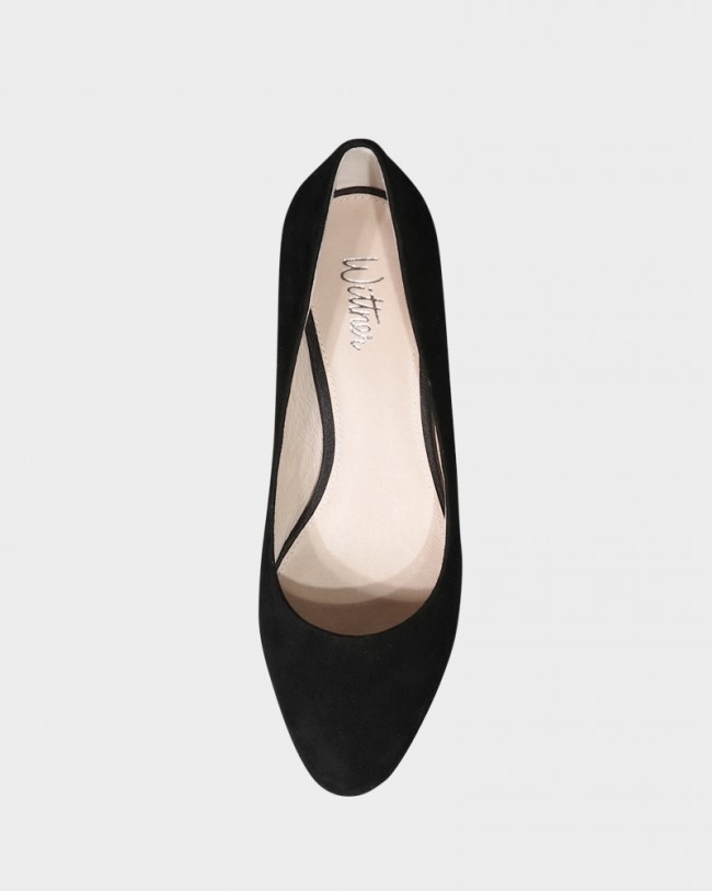 Wittner Morris Black Suede Round Toe Wedge
