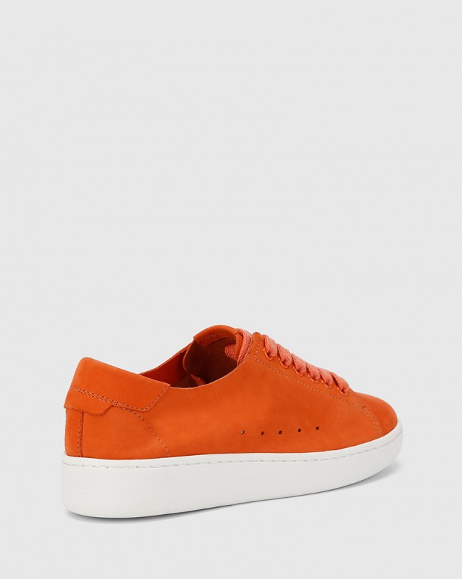 Wittner Graphite Burnt Orange Nubuck Leather Lace Up Sneaker