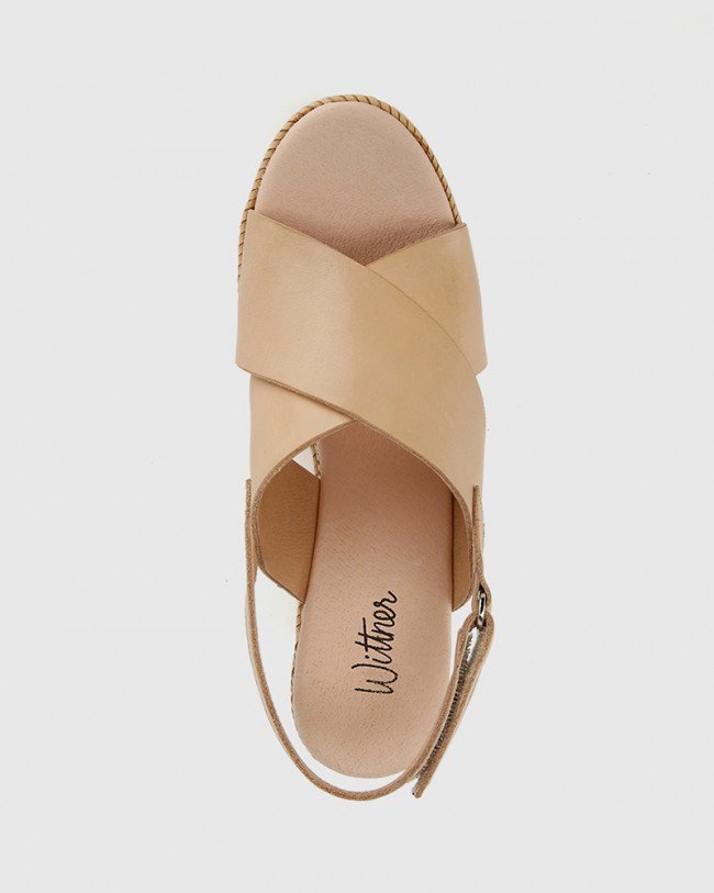 Wittner Violas Nude Leather Slingback Wedge