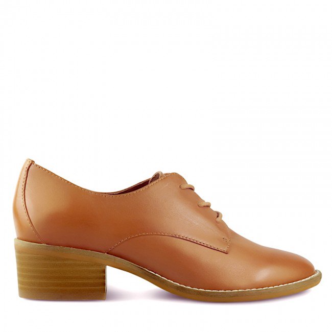 Wittner Farris Tan Leather Block Heel Brogue