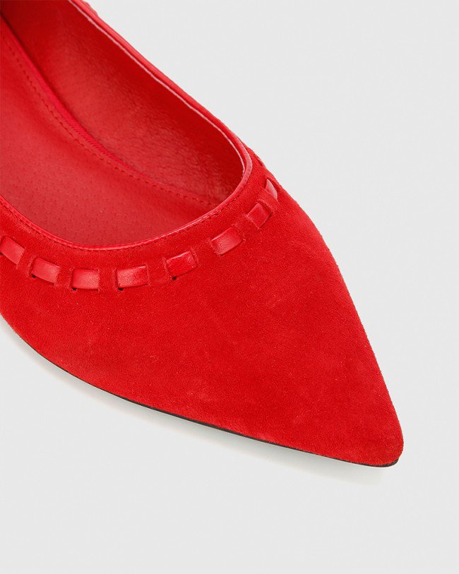 Wittner Mallory Red Suede Leather Pointed Toe Loafer