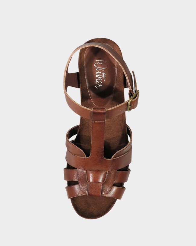 Wittner Carlino Dark Brown Leather Block Heel Sandal