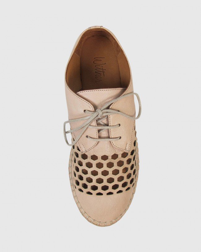 Wittner Kabrina Nude Leather Perforated Espadrille Brogue