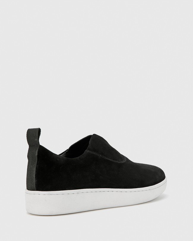 Wittner George Black Suede Leather Slip On Sneaker