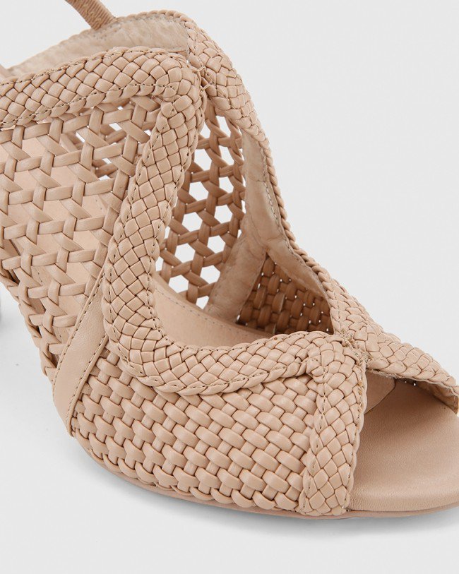 Wittner Rosy Nude Weave Block Heel Sandal
