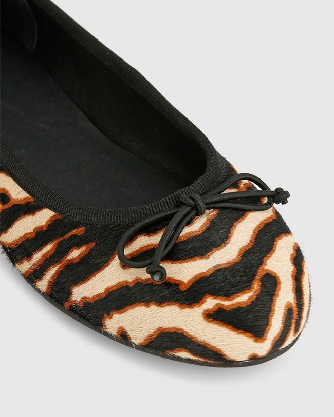 Wittner Collies Chocolate Zebra Pony Hair Leather Ballet Flat