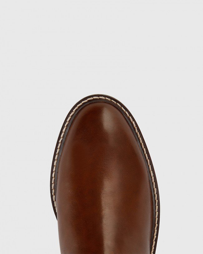 Wittner Denton Dark Brown Leather Round Toe Long Boot