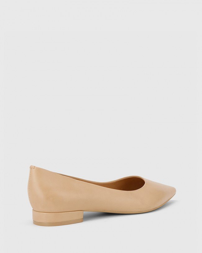 Wittner Marina Nude Leather Pointed Toe Slip On Flat