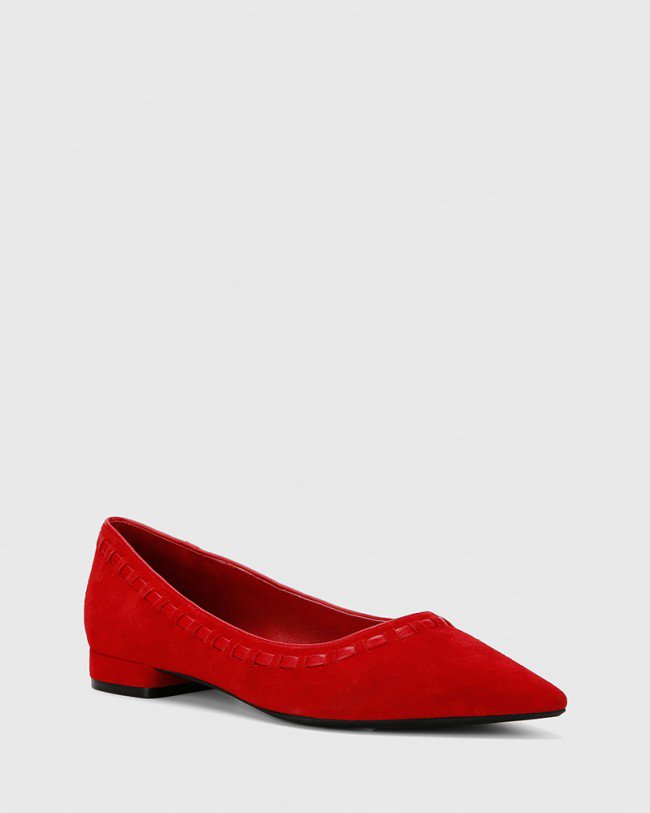 Wittner Mallory Red Suede Leather Pointed Toe Loafer