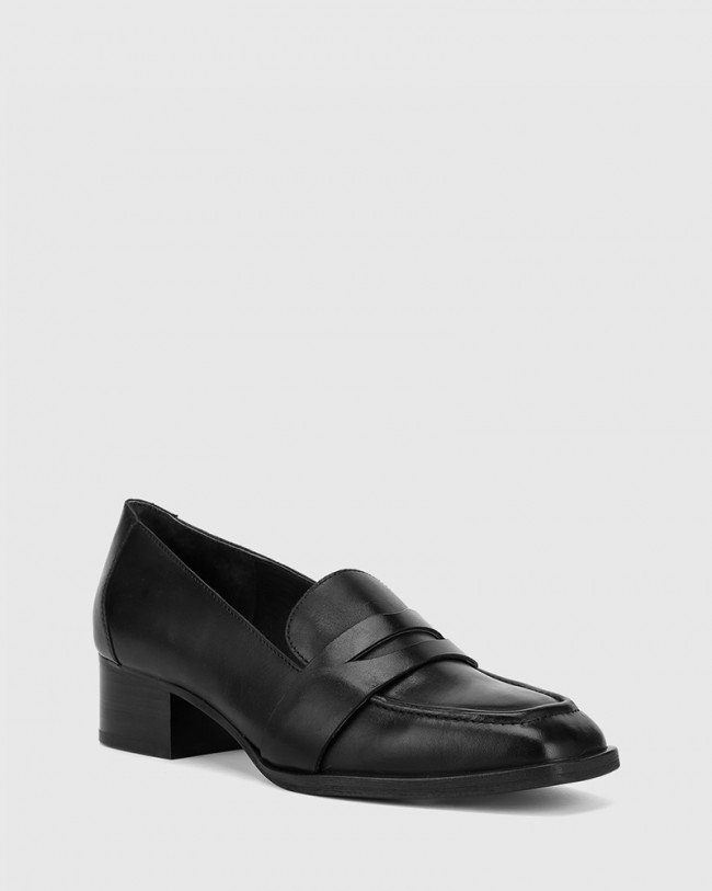 Wittner Fentis Black Leather Square Toe Loafer