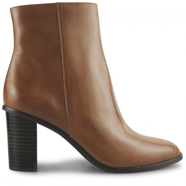 Wittner Royston Cognac Leather Block Heel Ankle Boot