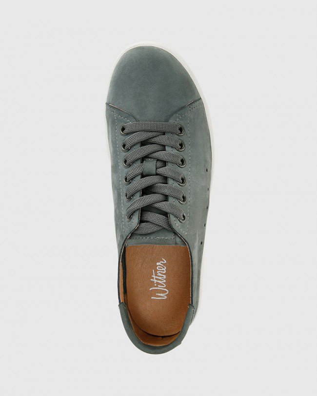 Wittner Graphite Grey Nubuck Leather Lace Up Sneaker