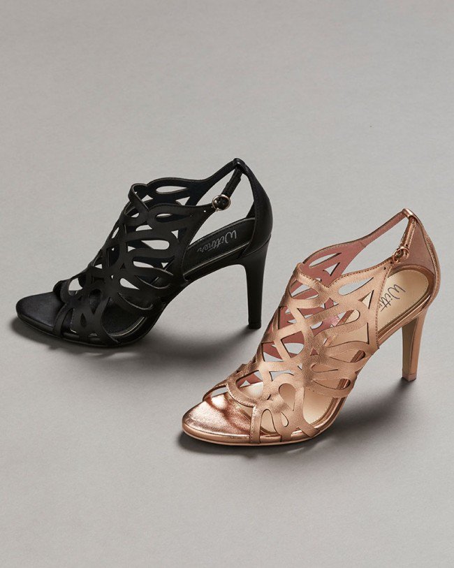Wittner Royalle Rose Gold Laser Cut Leather Stiletto Heel