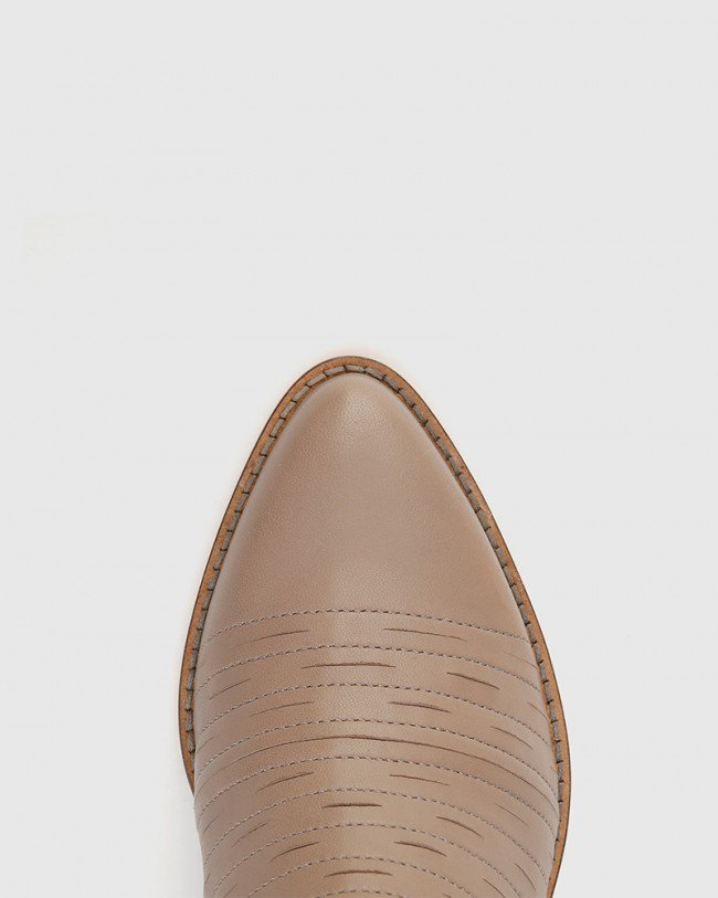 Wittner Jaylee Stone Leather Almond Toe Block Heel Ankle Boot