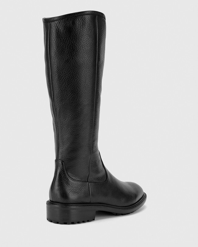 Wittner Denton Black Leather Round Toe Long Boot