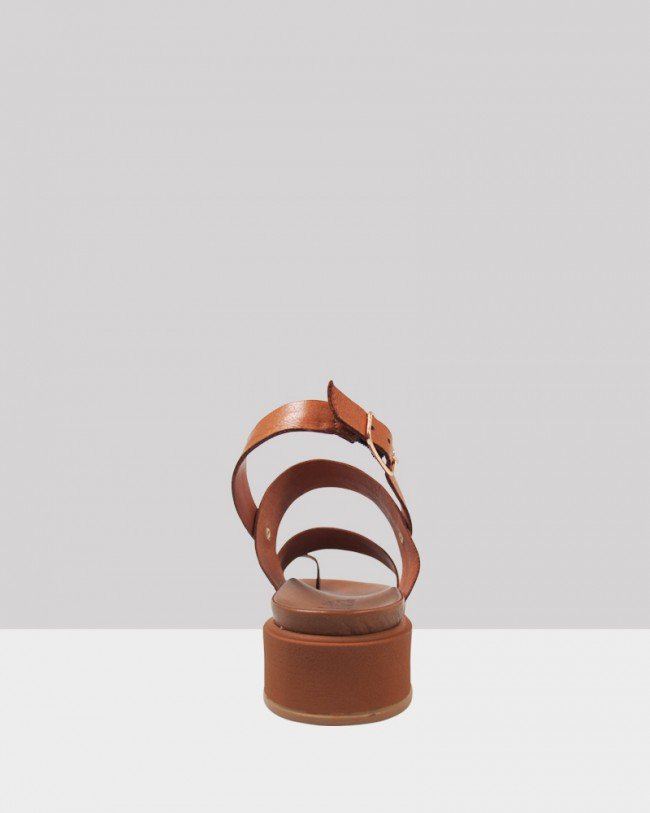 Wittner Kerr Brown Leather Open Toe Platform Sandal