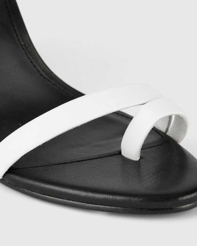 Wittner Regeena White Leather Block Heel Sandal