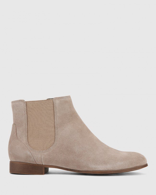 Wittner Daley Stone Suede Round Toe Double Gusset Ankle Boot