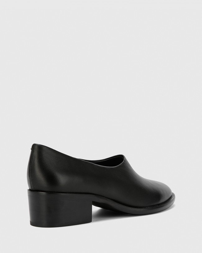 Wittner Fianna Black Nappa Leather Block Heel Bootie