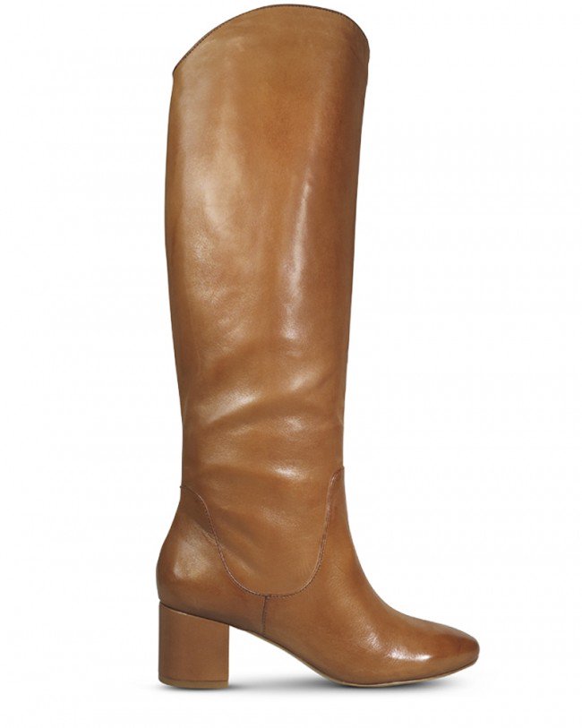 Wittner Andrei Tan Leather Block Heel Knee High Boot