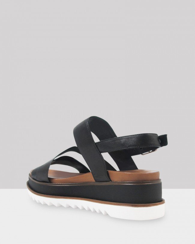 Wittner Kelli Metallic Black Elastic Chunky Platform Sandal